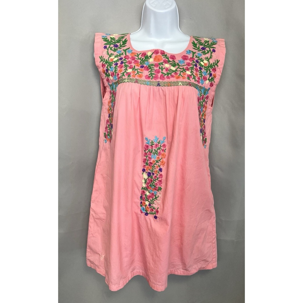 Embroidered Pink Mini Dress - Women